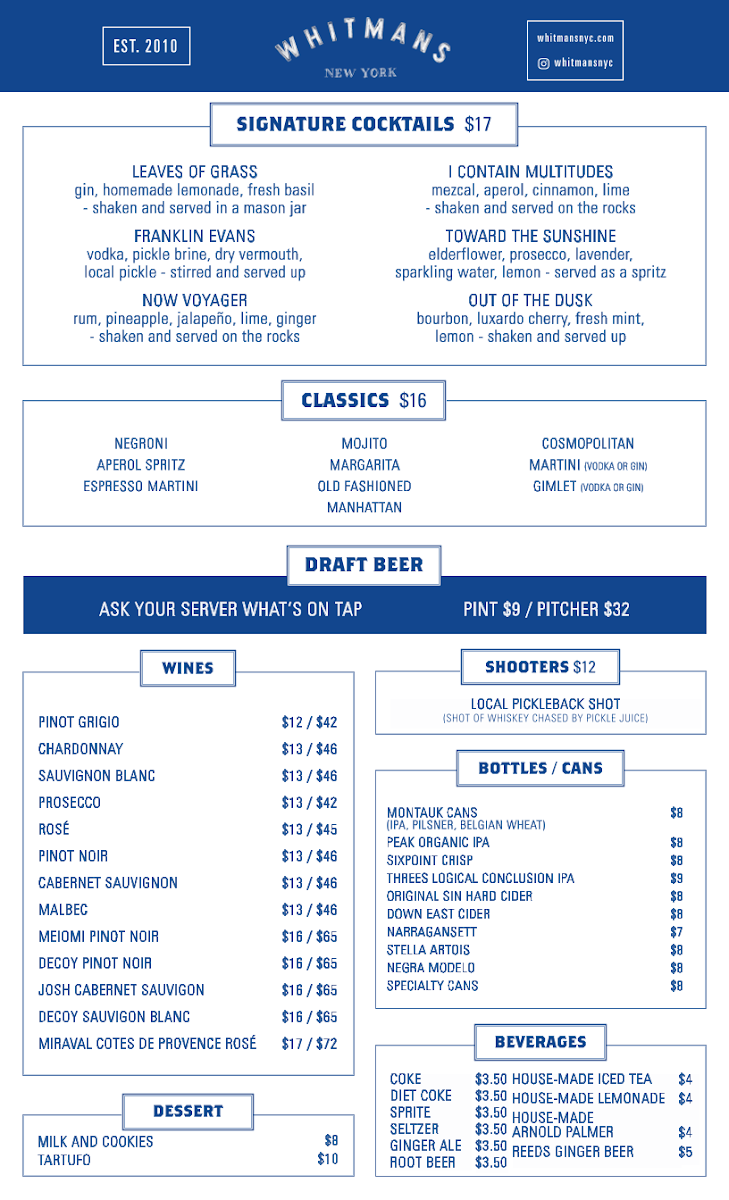 Whitmans Menu - Image 1